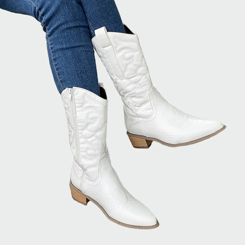 Estrella | Botines De Cowboy Metálicos Con Bordado