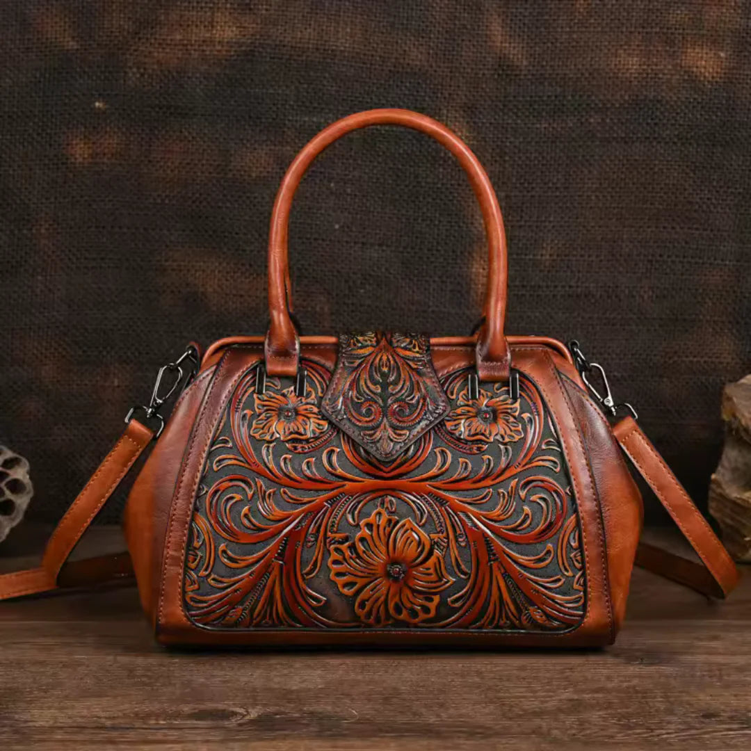 Florina - Bolso de piel con grabado y motivo floral