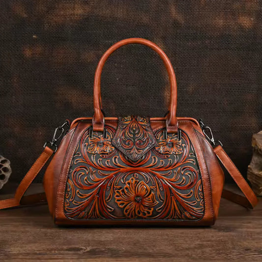 Florina - Bolso de piel con grabado y motivo floral