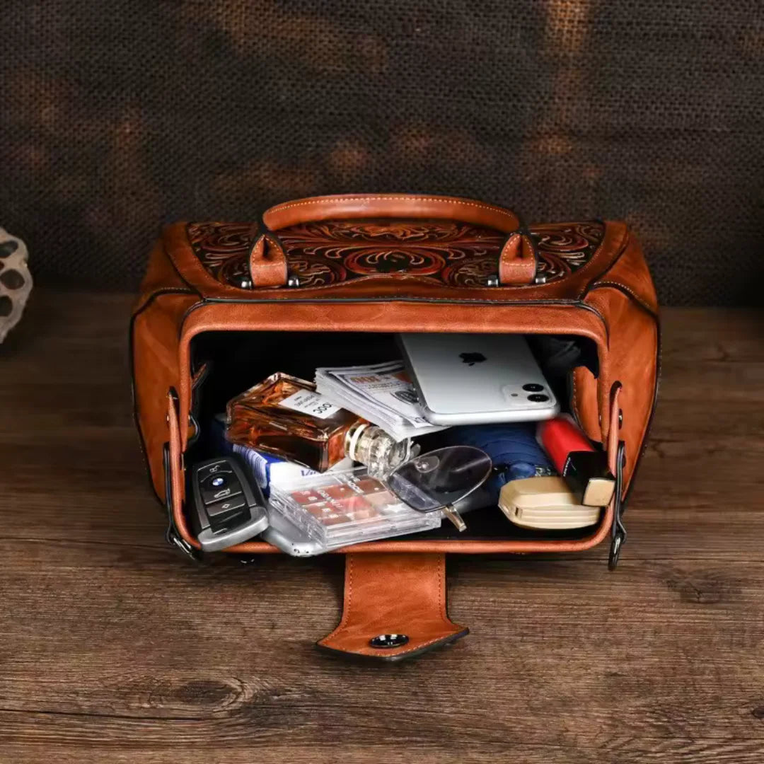 Florina - Bolso de piel con grabado y motivo floral