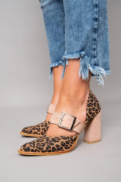 Selveta | Sandalias de ante de leopardo con tacón estable