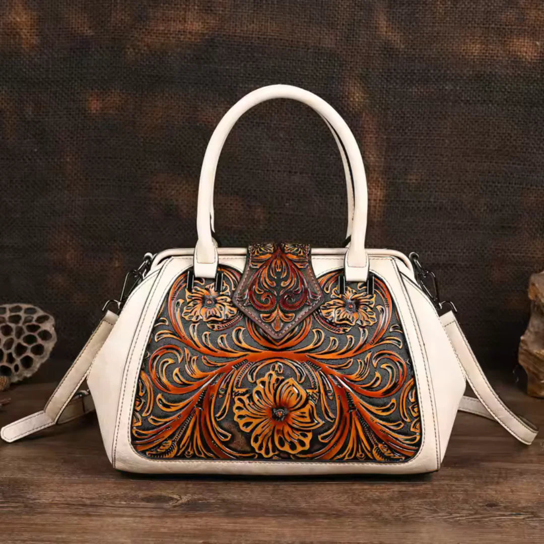 Florina - Bolso de piel con grabado y motivo floral