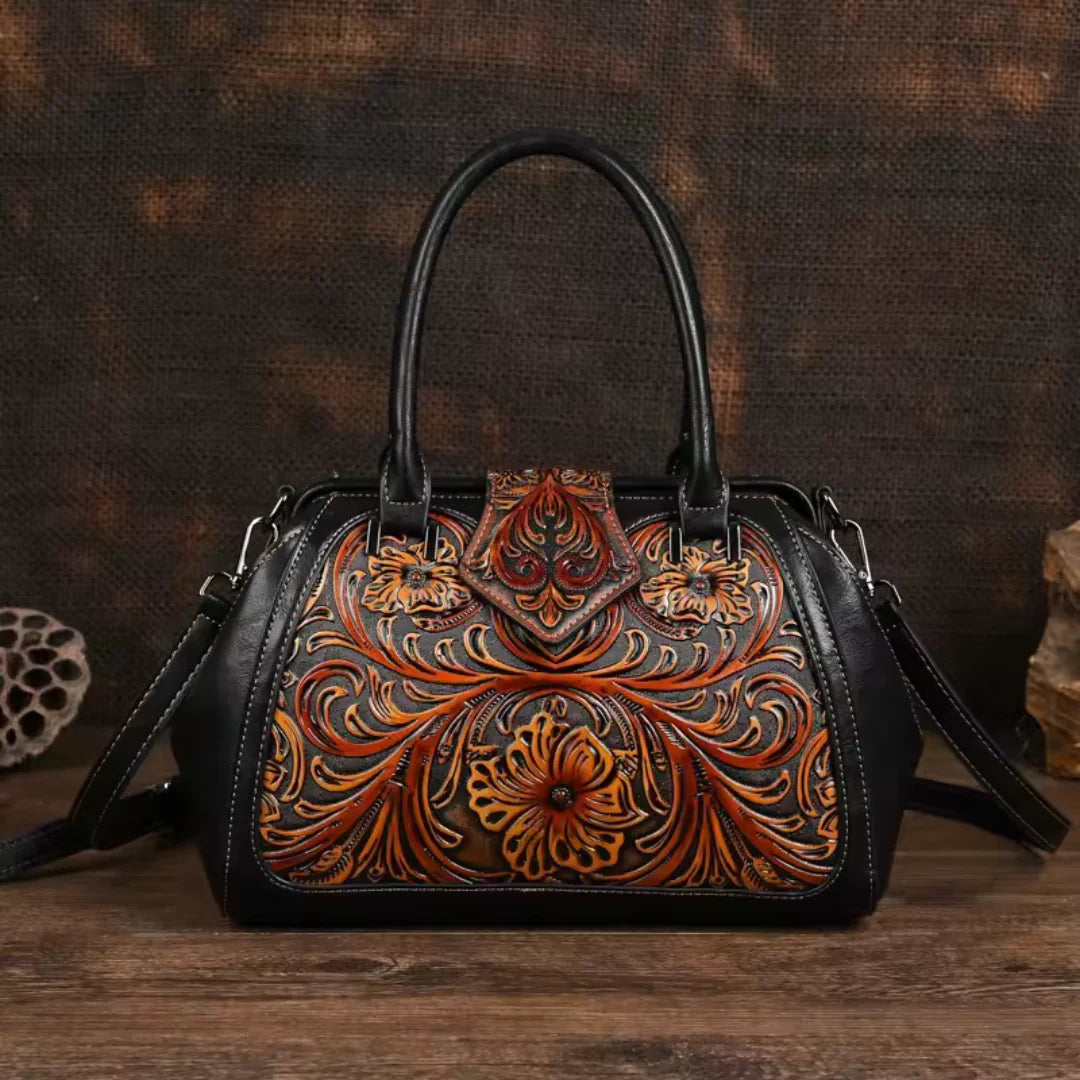 Florina - Bolso de piel con grabado y motivo floral