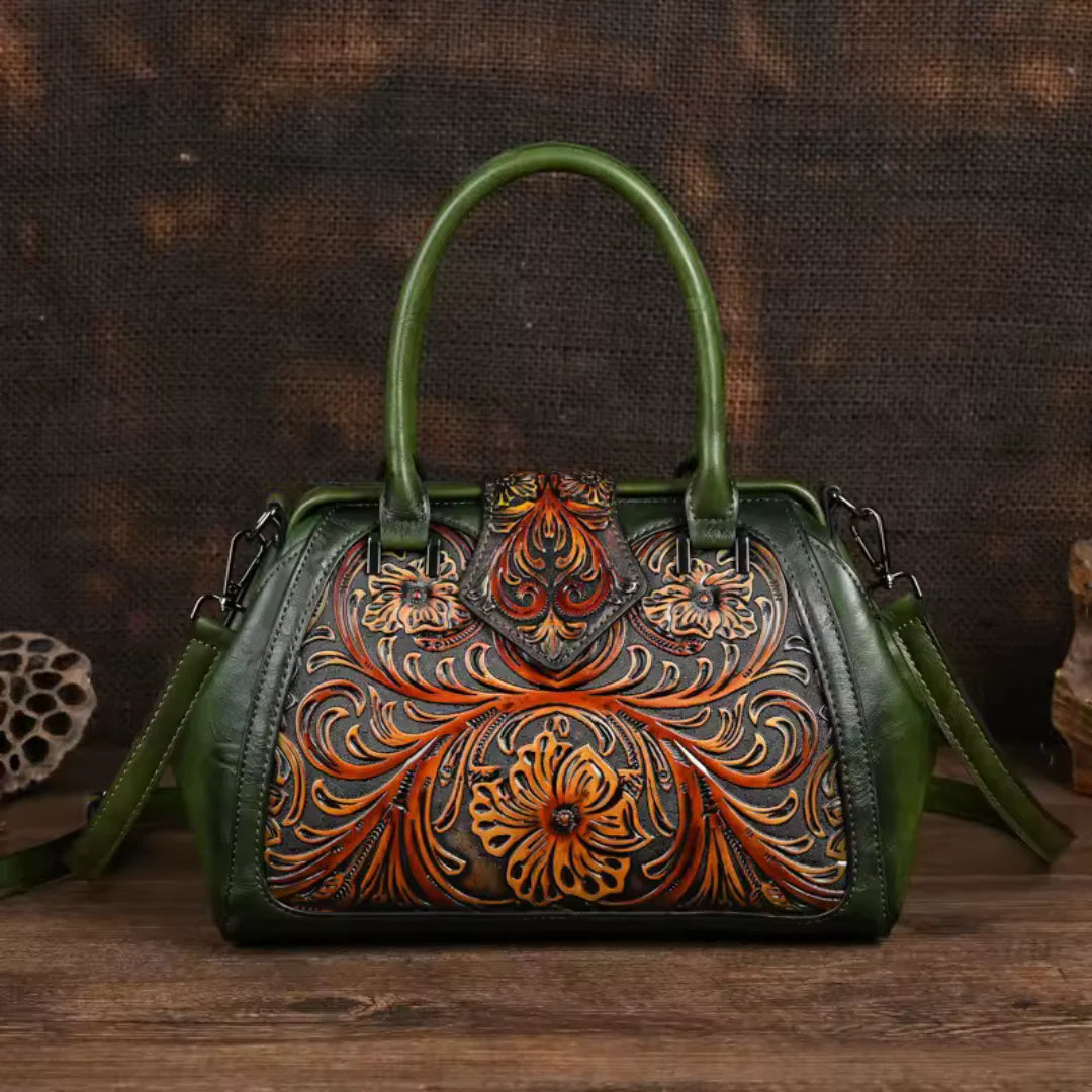 Florina - Bolso de piel con grabado y motivo floral