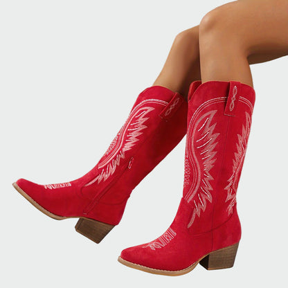 Botines vaqueros bordados de moda