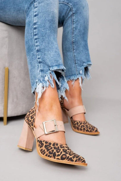 Selveta | Sandalias de ante de leopardo con tacón estable